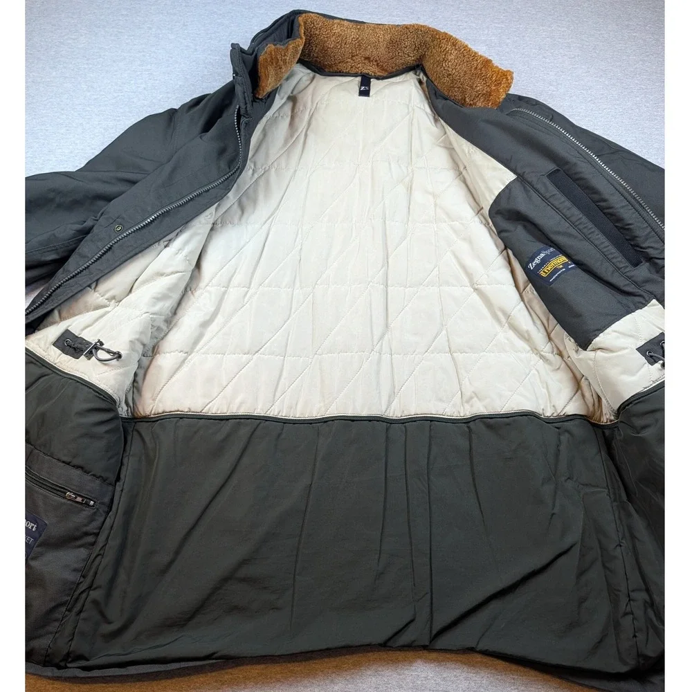 Zegna Sport Microtene Thermore Insulated Parka Jacket Olive Green Hooded Mens XL